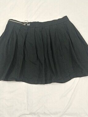Lit Pinstripe Pleated Mini Skirt Women's Size 22 Black Gray A-Line Streetwear Ba